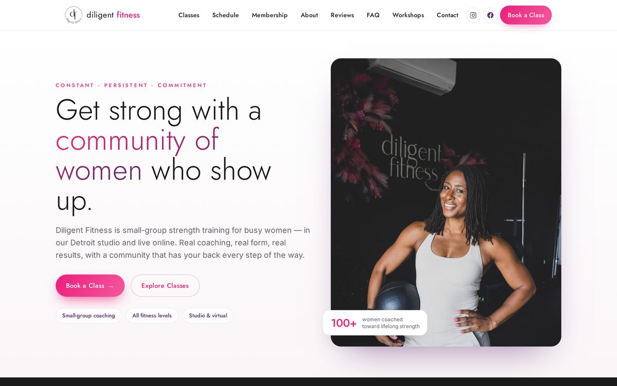 Diligent Fitness website designed and built by Topp Level Marketing
