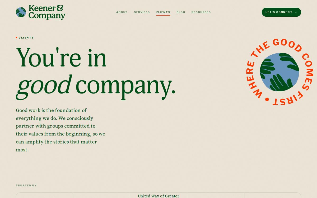 Keener and Company Clients page